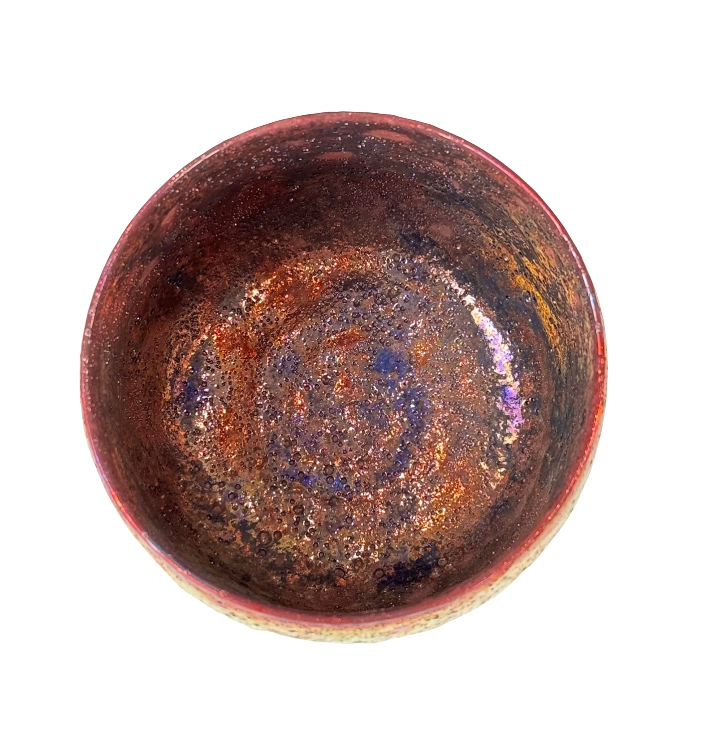 Copper Cobalt Luster Crater Glazed Footed Bowl