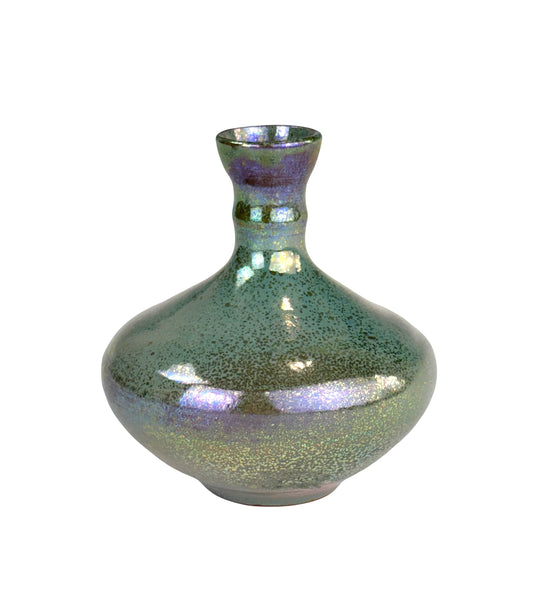 Blue Green Speckled Luster Glaze Vase