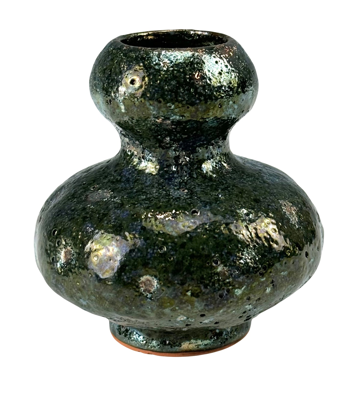 Dark Green and Gold Speckled Luster Vase