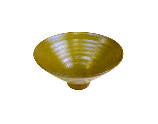 Gold Chartreuse Luster Glaze Bowl with Throw Marks