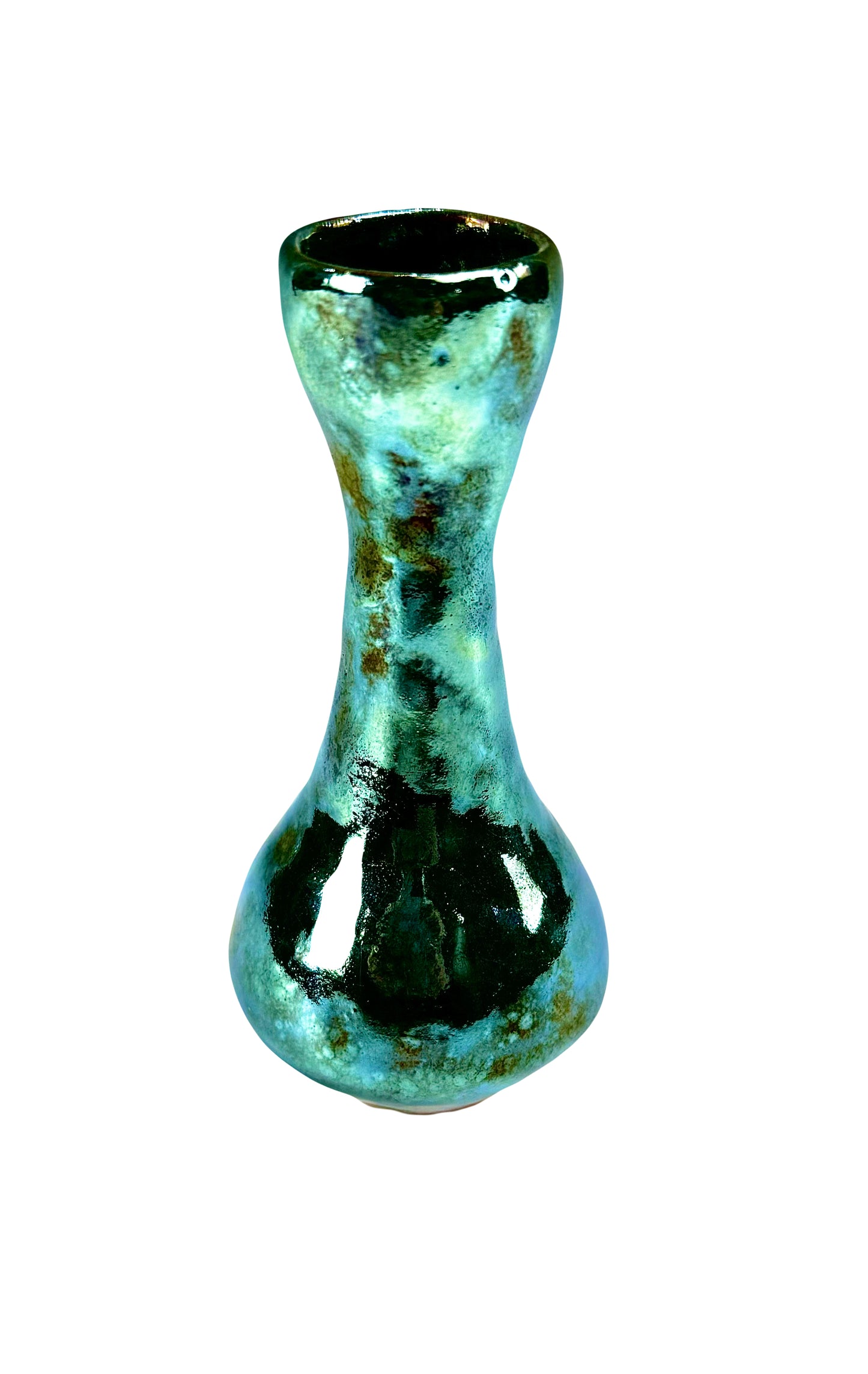 Teal and Silver Luster Vase