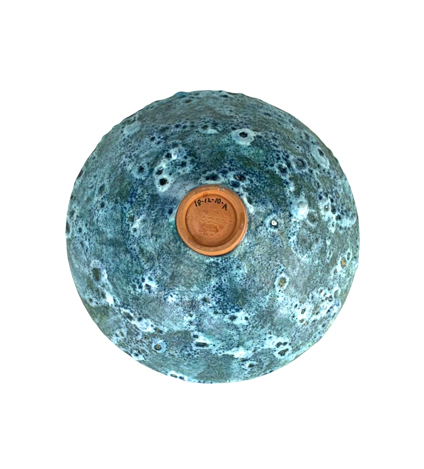 Light Matte Blue White and Gold Luster Crater Glaze Bowl