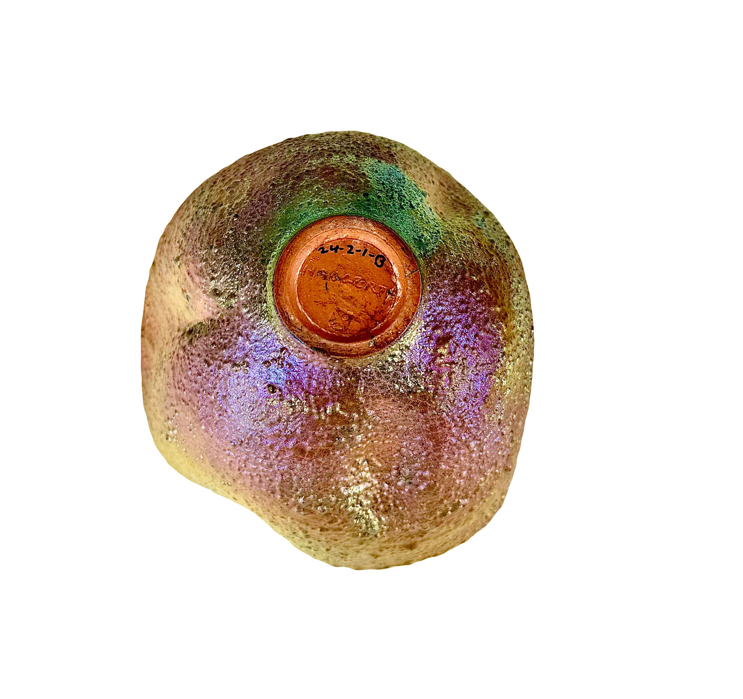Altered Bowl with Gold and Purple Frogskin Glaze