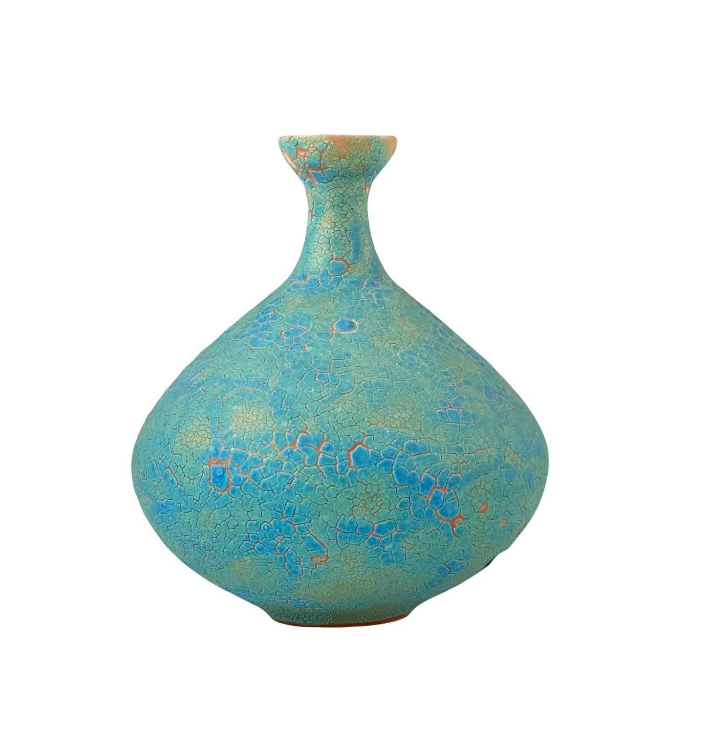 Turquoise Ruckled Glazed Vase