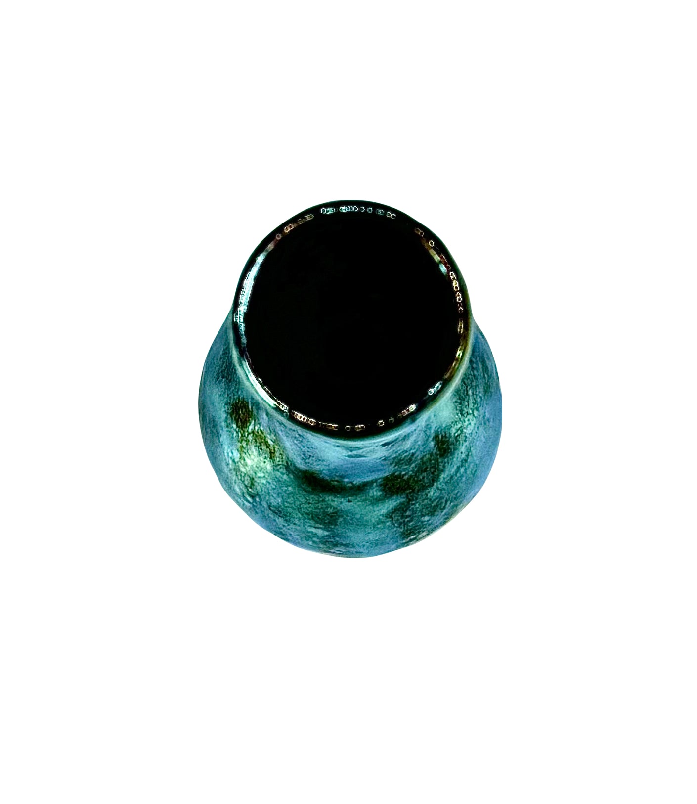 Teal and Silver Luster Vase