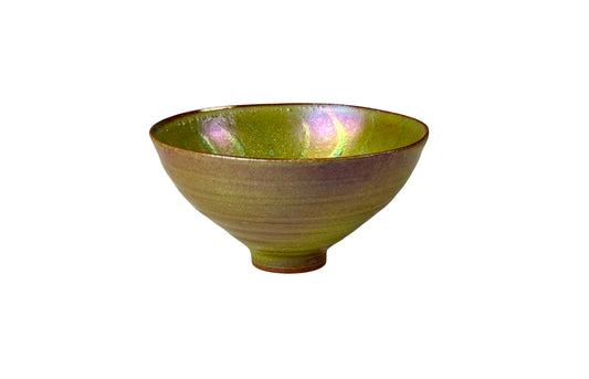 Green Silken and Aqua Luster Glaze Bowl