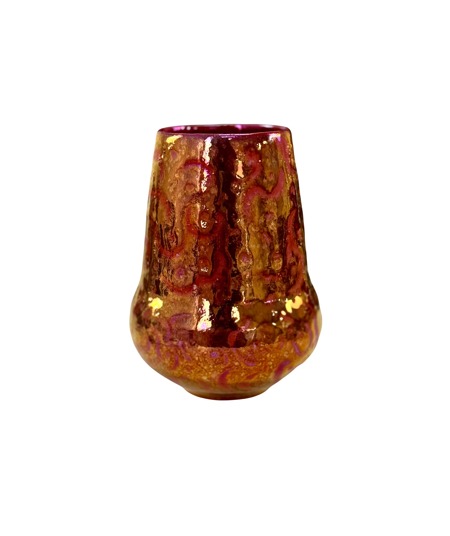 Copper Luster Glaze Vase with Sgraffito Design