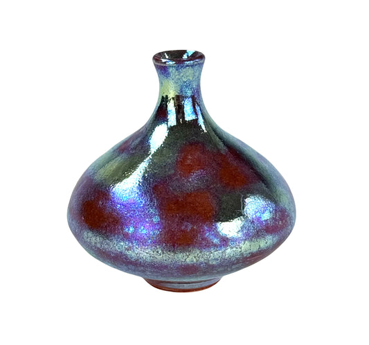 Blue, Purple and Gold Reticulated Luster Glaze Vase