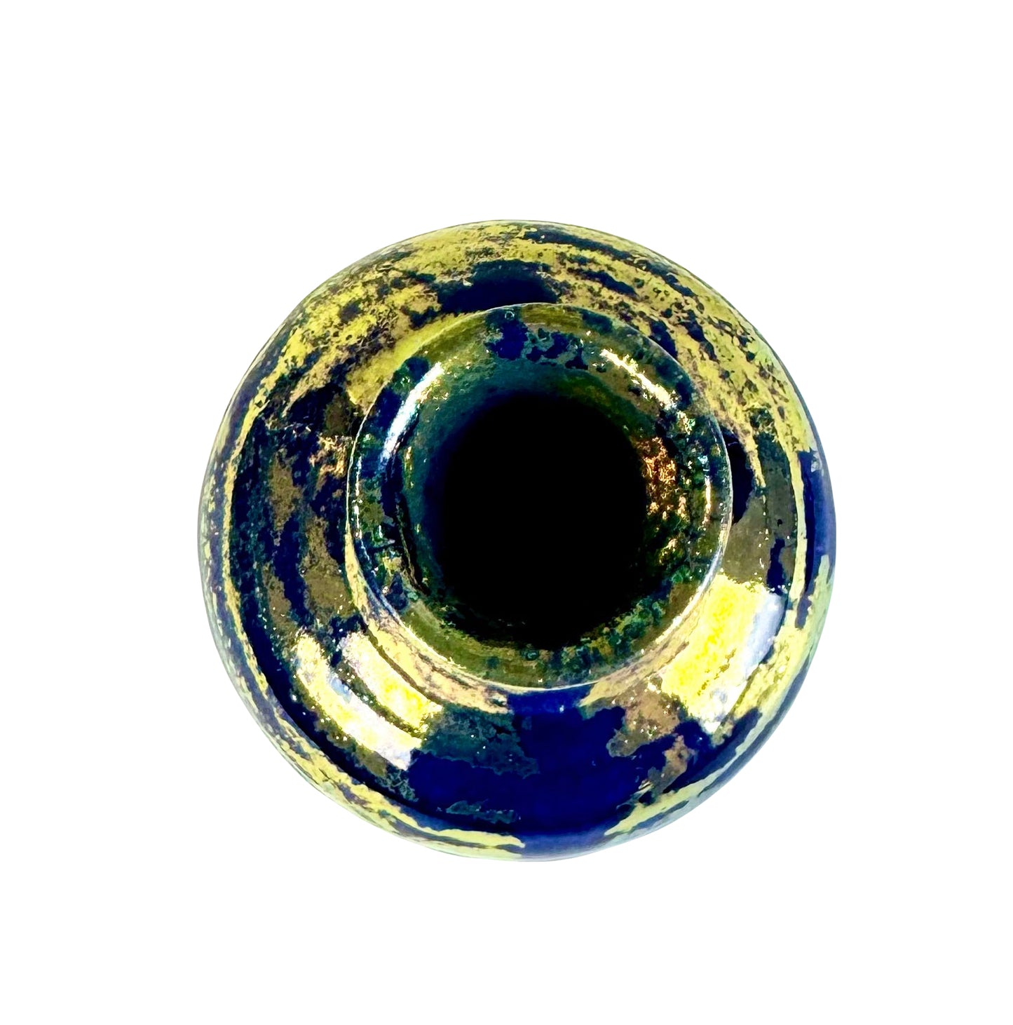 Cobalt and Gold Reticulated Luster Glaze Vase