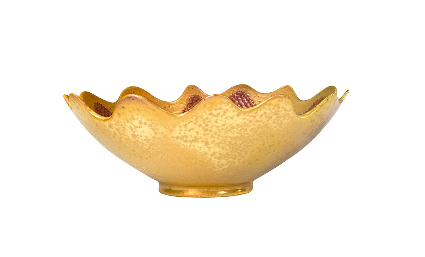 Gold Lusted Textured Bowl With Engobes.