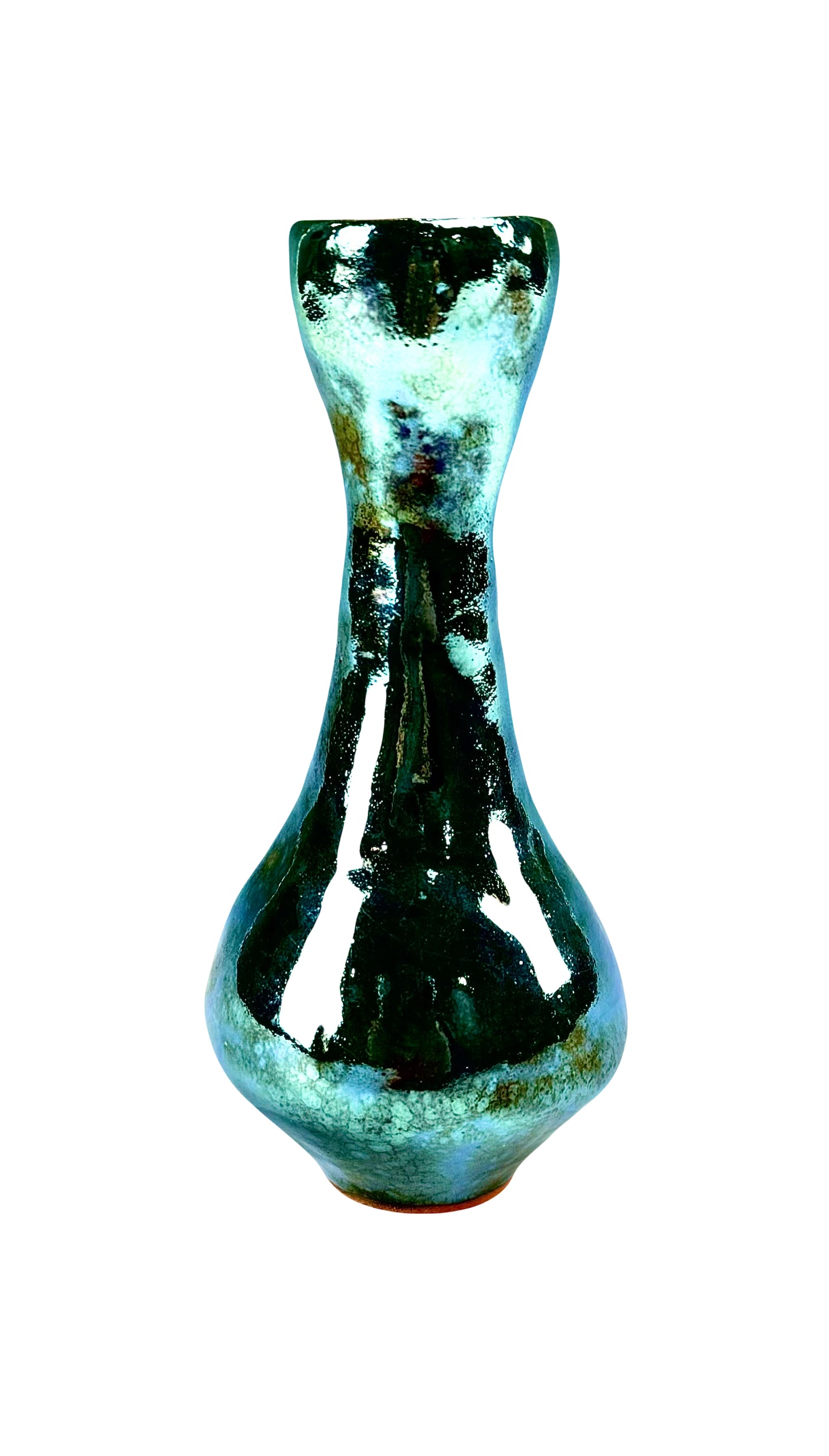 Teal and Silver Luster Vase