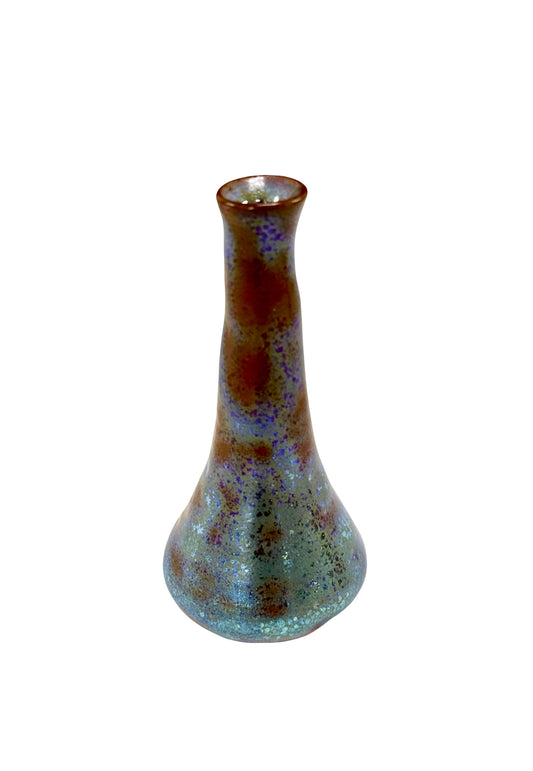 Blue and Copper Reticulated Luster Glaze Vase