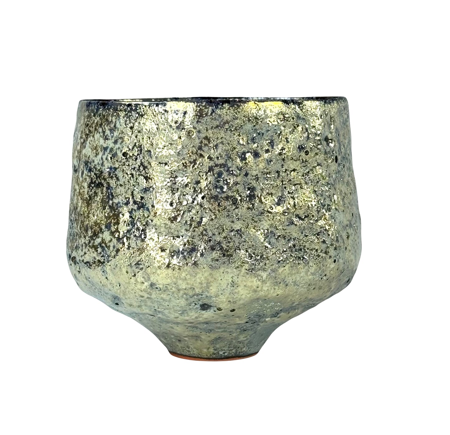 Gold and Silver Crater Glazed Bowl