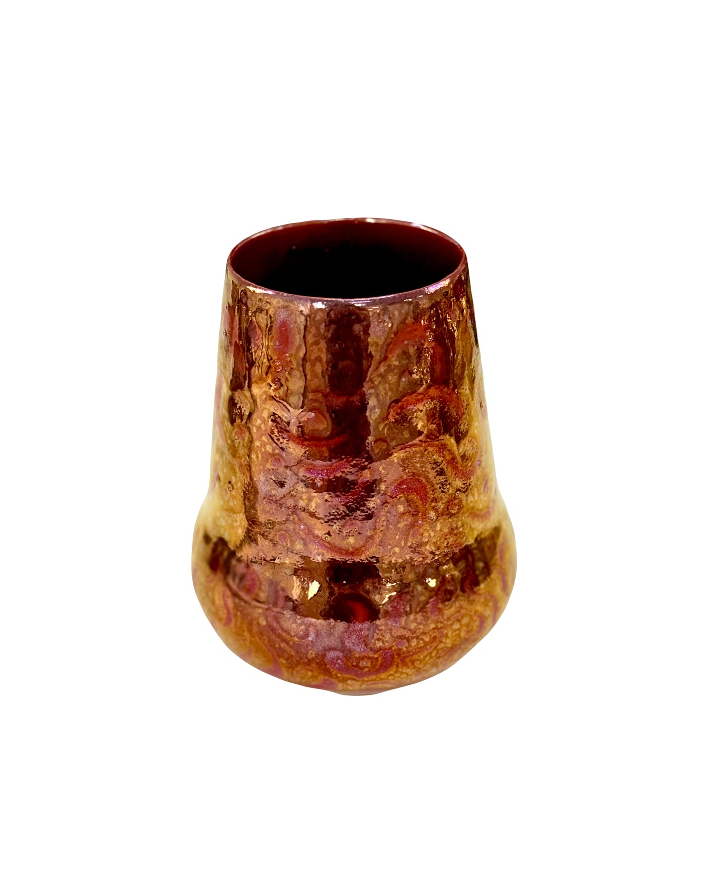 Copper Luster Glaze Vase with Sgraffito Design